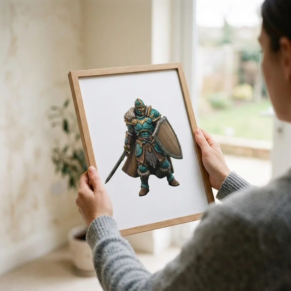 Hands holding a framed print