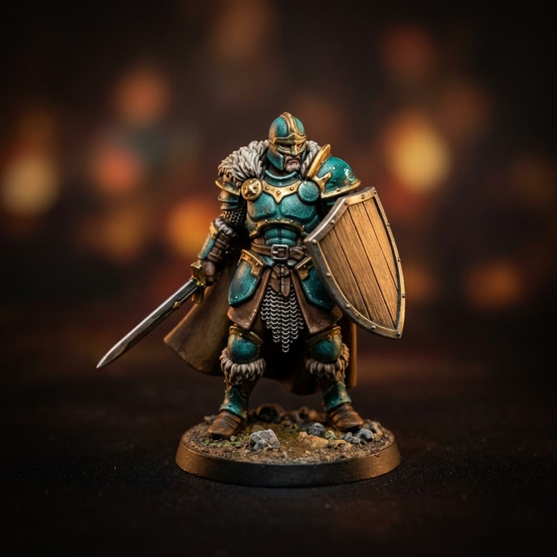 A painted miniature as a heroic character card
